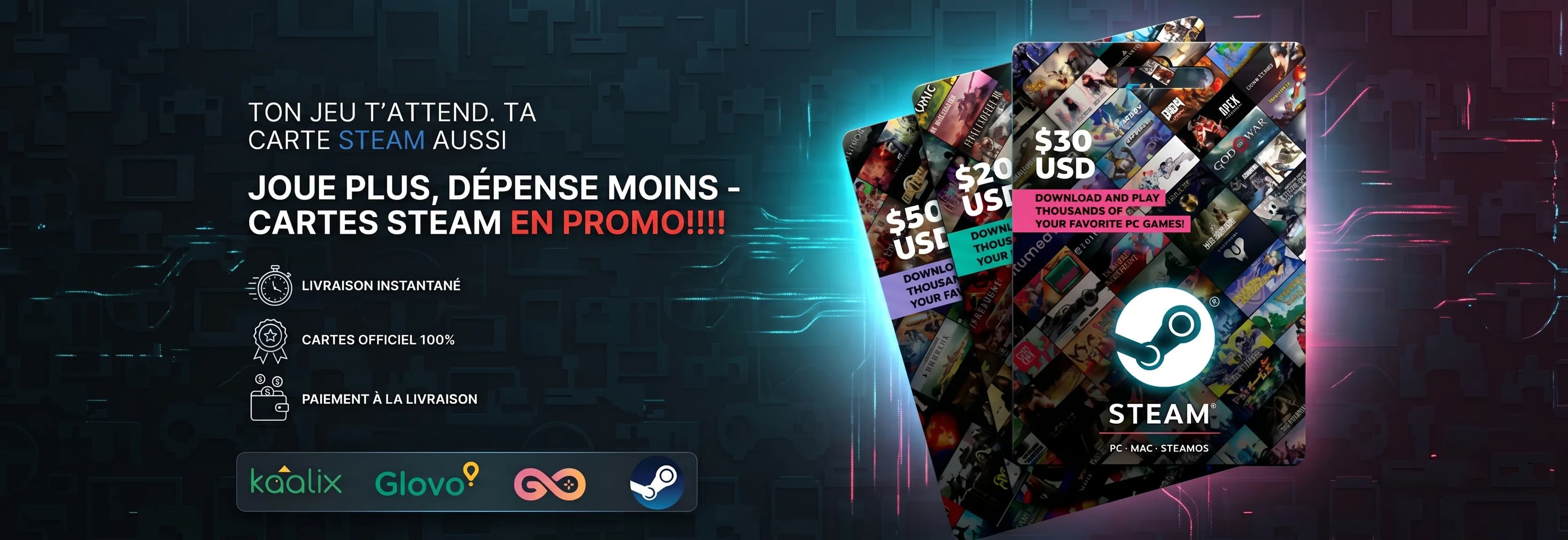Cartes Steam Wallet au Maroc