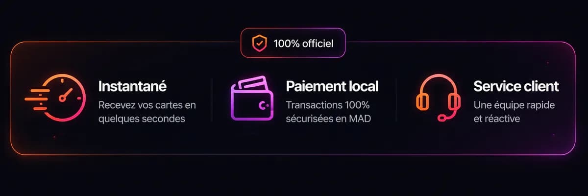 Avantages GameOver: instantané, paiement local, service client et produits 100% officiels