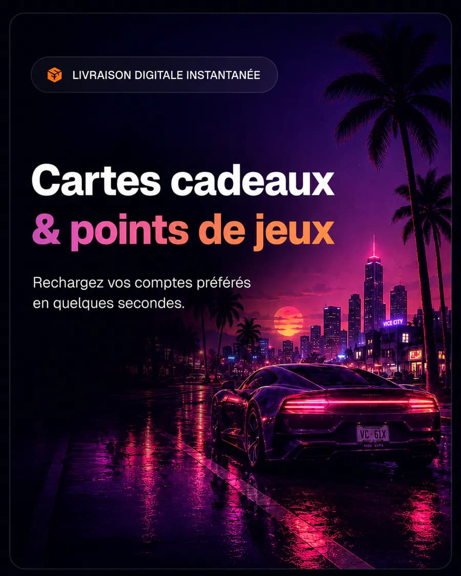 Cartes cadeaux et points de jeux GameOver Maroc, livraison digitale instantanée - arrière-plan