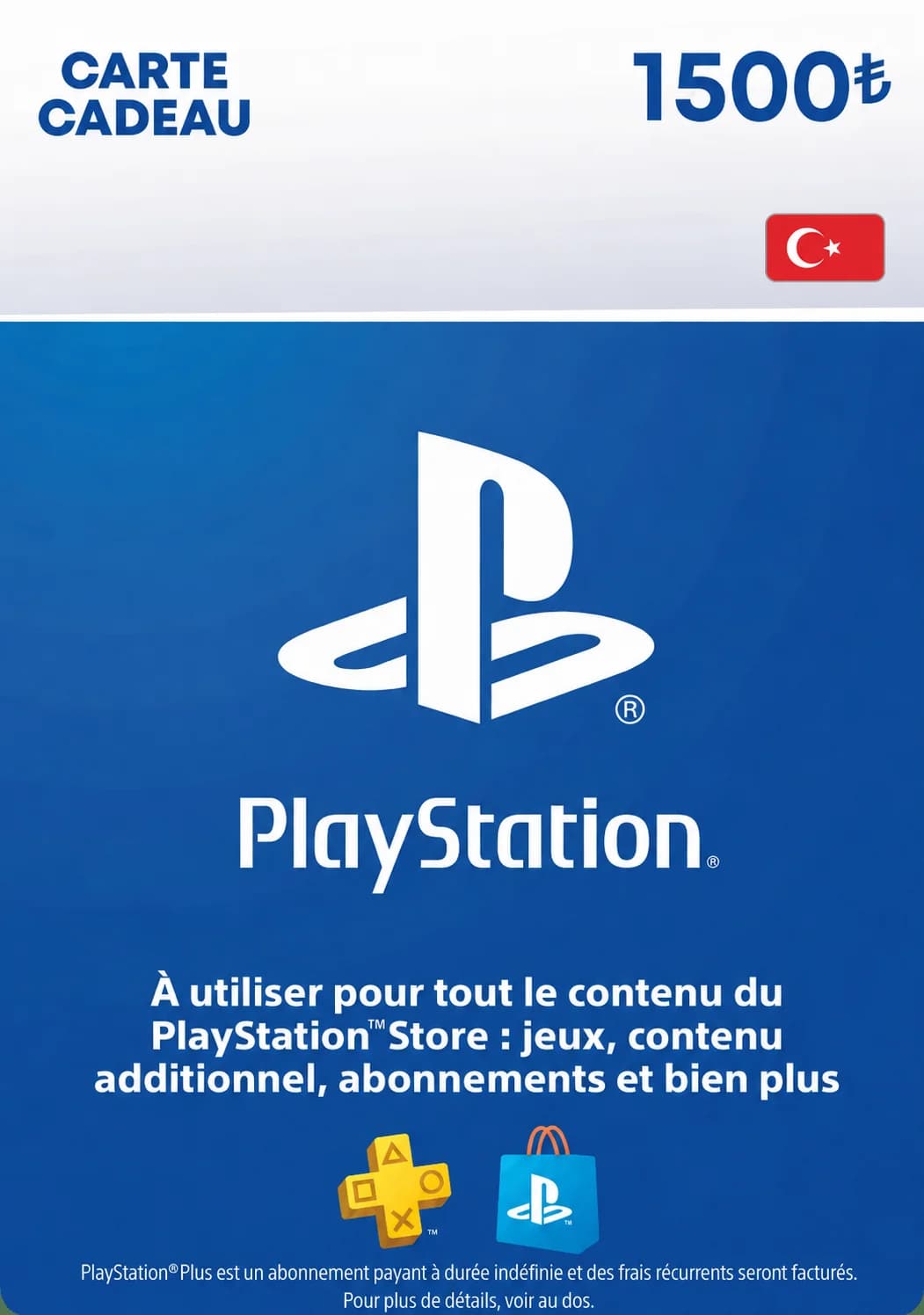 PSN TR 1500 TRY - Carte PSN Maroc