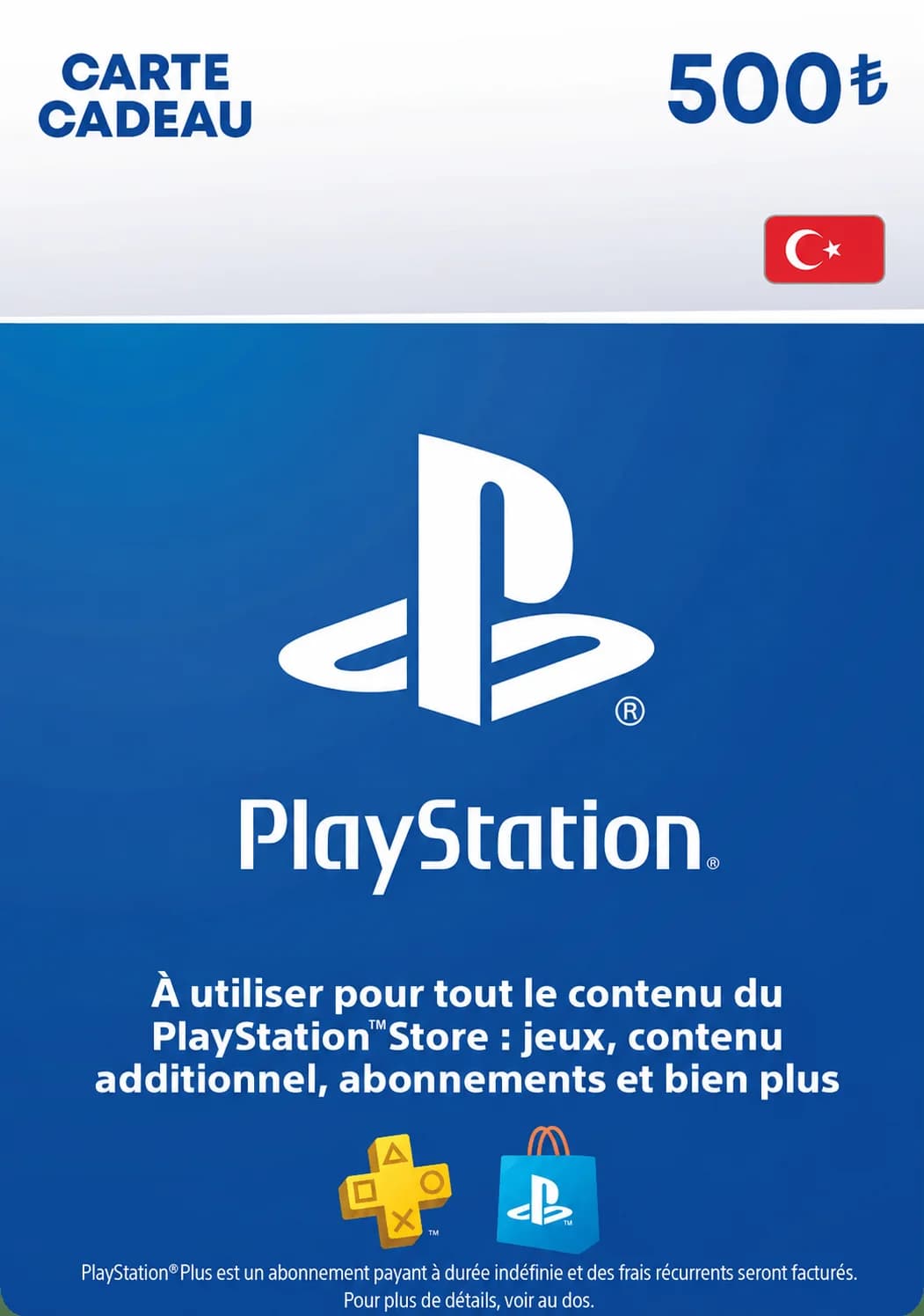 PSN TR 500 TRY - Carte PSN Maroc