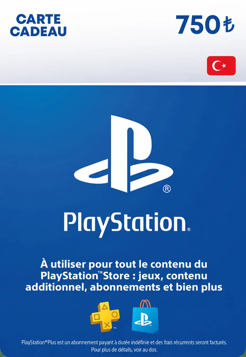 PSN TR 750 TRY - Carte PSN Maroc
