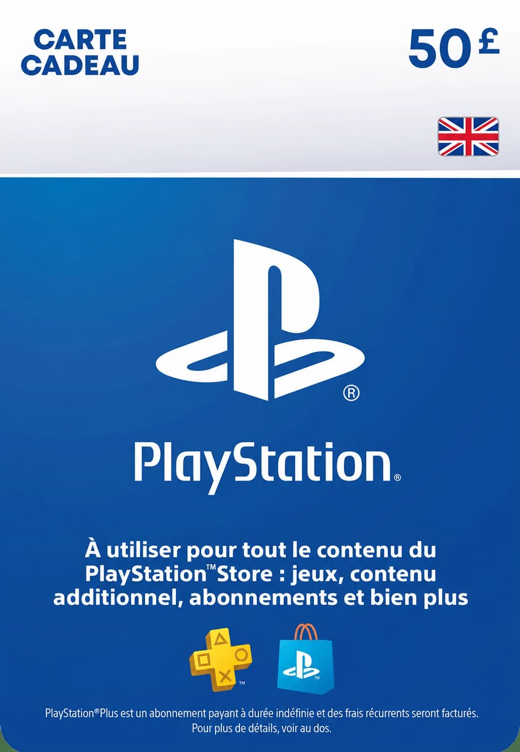 PSN UK 50 GBP - Carte PSN Maroc