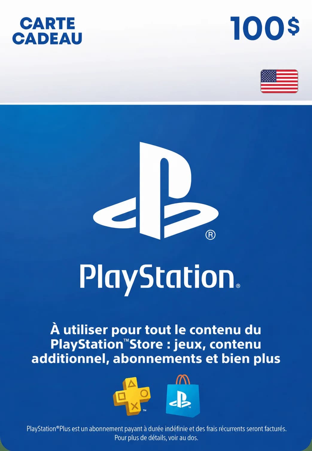 PSN USA 100 USD - Carte PSN Maroc