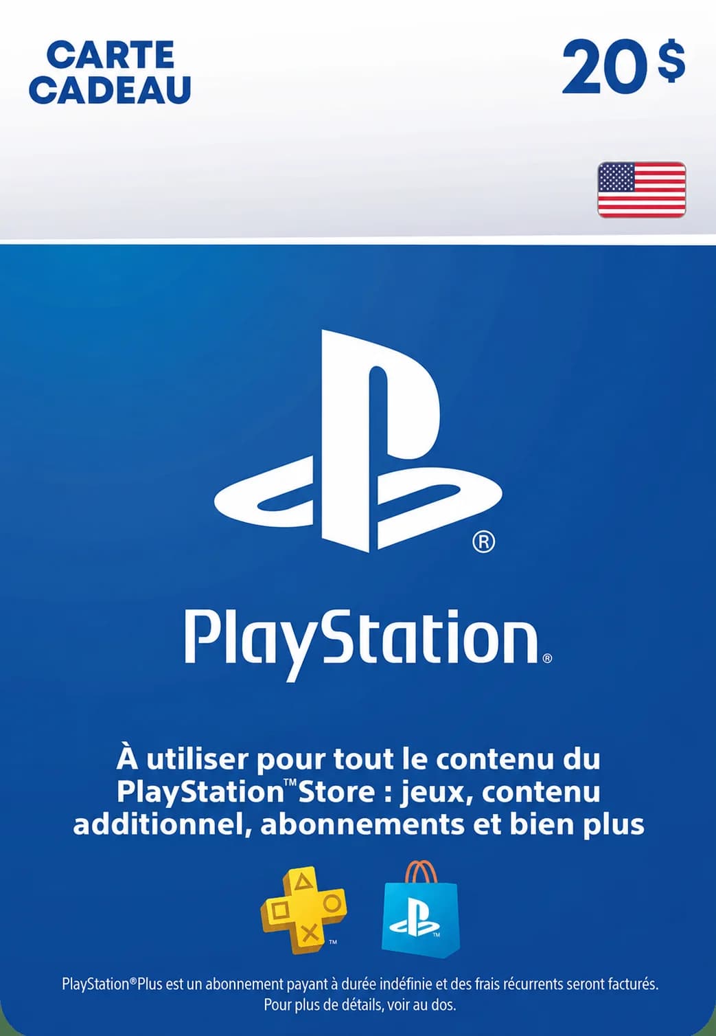 PSN USA 20 USD - Carte PSN Maroc
