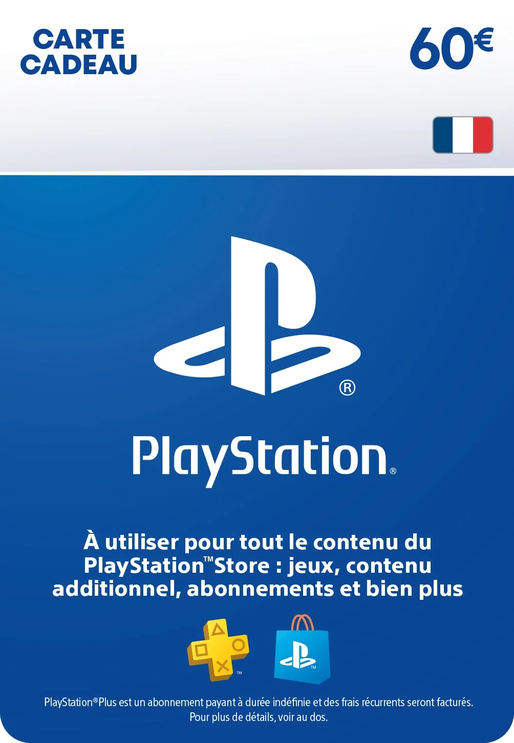 PSN FR 60 EUR - carte cadeau PlayStation Store France